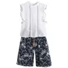 Zomerkleding voor meisjes Solid Vest + Bloemenbroek Kinderkostuums Tiener Pakken 6 8 10 12 13 210527