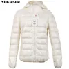 women ultra light down jacket hooded winter 's white duck jackets slim parka zipper coats outwear Plus size 210608