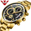 Quarzuhr Männer Gold Schwarz Herren Uhren Top Brand Luxus Chronograph Sport armbanduhren Leuchtende Wasserdichte Relogio Masculin