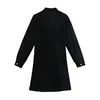 Fashion With Bejewelled Buttons Velvet Short Dress Women Chic Long Sleeve Female es Black Mini 210430