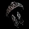 Niushuya Romantische meteoorster Crystal Wedding Tiara Crown Bride Rhinestone Hoofdband sieraden Haaraccessoires Clips Barrettes