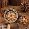 Wood Watch Men039s Montres Retro Roman Scale Cadrée Courtelle réglable en bois Full Fullable Zebrawood Quartz Wristwatch Reloj de Madera Wrist9458263