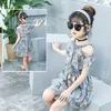 New Girls 'Chiffon Dress in Summer Cuhk Children's fashionabla stropplösa prinsessor kjol