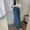 Maxi jupe femmes jupes vêtements taille haute Harajuku Vintage Streetwear Floral décontracté en mousseline de soie mode jupes 210518