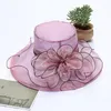 Mode damer klänning bröllop organza hattar kyrka blommor hatt elegant kentucky derby hattar flickor kvinnor vikbara breda brim strand sol 5926564