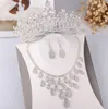 Ohrringe Halskette Barock Luxus Funkelnder Kristall Brautschmuck Set Strass Tiaras Krone Ohrring Hochzeit Afrikanische Perlen Sets