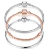 Marque Classique Amour Argent Couleur Serpent Chaîne Bricolage Femmes Bracelets Bracelets pour Femmes Perles Charmes Femmes Bijoux 3 Taille Weu9009 Q0719