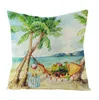 Federa per cuscino in lino per decorazioni per la casa Hello Summer Pineapple Watermelon Beach Printing Federa per cuscino