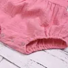 Bawełna Dziewczynka Ubrania Letnie Double Gaza Kids Ruffle Romper Kombinezon Pałąk Pink Playsuit na urodzony 211101