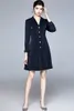 2021 Fashion Classic Blue Blazer Dress Designer Langarm Hals Business Prom Office Ladies Sexy Slim Plisse Kleider Herbst Winterurlaub Frauen Kleidung 5138703