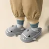 Toddler Little Kid Warm Winter Slippers Cute Cartoon Shark Cotton Shoes Children Waterproof EVA Furry Lining Slides Girls Boys 220228