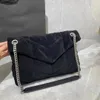 LOULOU フグヌバックレザー 2 サイズショルダーバッグ女性トートハンドバッグ財布つや消し牛革カウボーイクロスボディバッグ取り外し可能なストラップフラップメッセンジャーハンドバッグ