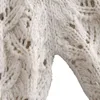 Kobiety Moda Dziewczęca Prostota Piękna Dekoracja Przycisk Dekoracja Hollowing Out Sweter Kobiet Lapel Długie Rękawy Scargan Top 210520