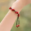 6mm Vermelho Pedra Natural Handmade Corda Trançado Frisado Lucky Charme Braceletes Clube de Partido Jóias de Aniversário para Mulheres Homens Amante