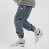 Ly Fashion Style japonais hommes jean coupe ample épissé concepteur jambe large Harem pantalon Streetwear Hip Hop Joggers Cargo pantalon