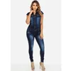 Saltos femininos Rompers Aecker One Piece Jeans Bodysuit Sexy para mulheres Longo Jumpsuito de jeans