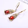 Vintage druppel oorbellen voor vrouwen mode rood kristal glas bruiloft sieraden Chinese stijl bengelen kroonluchter