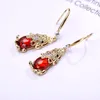 Brincos de queda vintage para mulheres Moda Red Crystal Glass Jóias de casamento em estilo chinês Lustre