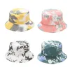 Tie Dye Bucket Hat Hommes Femmes Chapeaux de soleil pliables réversibles Fisher Fisherman chapeau de soleil à dessus plat Casquette de bassin Été hommes Casquettes à visière adultes chapeaux de plage en plein air