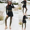 Swim Wear 2021 Muslim Swimwear Women Modest Clothing Patchwork Hijab Long Sleeves Sports Swimsuit Islamic Burkini Bathing Suit S-XL