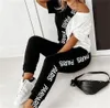 Fashion Womens Active Tracksuits New Women Supe Supe Suit Tops Tops High Weist Long Pants 2 PCS Printed Tracks2569