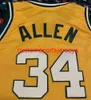남성 여성 청소년 광선 Allen 농구 ​​유니폼 자수 모든 이름 번호 추가