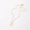 Pendentif Colliers Allme Minimaliste Sun Print Rectangle Coin Collier pour femmes Gold Color Box Chaîne Titanium Steel Bijoux