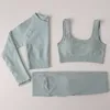 2 stück Frau FitnSuit Yoga Set Langarm Crop Top Hohe Taille Yoga Hosen Gym Kleidung Sportswear frauen Trainingsanzug x0629