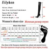 EILYGEN Mode Runway Crystal Stretch Stof Sok Laarzen Pointy Teen Over-The-Knee Hak Dij Hoge Puntige Teen Vrouw Boot 210911