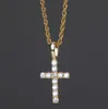 Iced Out 925 Sterling Jesus Cross Collar con colgante con cadena de cuerda de 24 pulgadas Micro Pave Moissanite Hiphop Jewelry