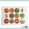 Decoratie-evenement Feestelijke feestbenodigdheden Home Garden10 Bladen/Set Christmas Stickers Advent Kalendernummers 1-24 Embellishments Gift HKS99