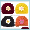 Outra moda AESSORIAS DIVERNO Autumn Baby Girls Color Solid Knit Flower Hats Kids Kidswear Caps CARE CARE CAREIRA GWE11481 DROP DEL