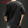 RUIHUO été Style chinois à manches courtes T-shirt hommes T-shirt décontracté hauts mode mâle drôle T-Shirt grande taille M-5XL 210706