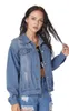 2023 Spring Autumn Denim Fashion Women's Jackets Single-Breasted Hole Kortrockar