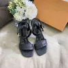 2021 Luxe Hoge Hakken Lederen Sandaal Suède Mid-Hak 7-11Cm Vrouwen Designer Sandalen Zomer Strand sexy Bruiloft Schoenen Maat 35-40 Met Doos