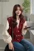 WERUERUYU Women Fashion Knitted Vest Sweater Vintage V Neck Short Sleeve Button-up Female Waistcoat Chic Tops 210608