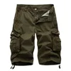 Solid Casual Loose Mens Cargo Shorts Summer Brand Cotton Military Mens Short Pant Work Daily Multi-pocket Men Tactical Pant 210524