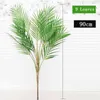 96cm 13 teste Palma tropicale artificiale Grandi piante Foglie Foglie di palma finte Fogliame di plastica Monstera per la decorazione dell'ufficio 211104