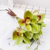 Fleur artificielle imprimée en 3D 6 têtes de bouquet de palmier Cymbidium mariage décoratif papillon orchidée fleurs bouquet fond RRD11771