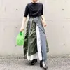 Casual Hit Farbe Rock Für Frauen Hohe Taille Unregelmäßigen Patchwork Midi Röcke Weibliche Mode Stilvolle 210521