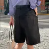 Baggyの女性のショートパンツの高い夏のウエストの広い脚のズボンのためのPUレザーの服の短いFemme 210429
