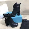 2022 designer de luxo mulher moda botas de couro e tecido de náilon botas femininas tornozelo motociclista austrália salto plataforma tênis de inverno com caixa