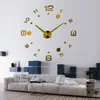 Wandklokken Mode DIY 3D Clock Design Acryl Spiegel Europa Stickers Groot decoratief gemonteerd huis op de