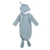 Clothing Sets Born Baby Girls Boys Solid Color Wrap Comfort Sleeping Bag Unisex Long Sleeve Sleepwear Hat 0-13M