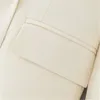 우아한 흰색 옷깃 슈트 블레이저 코트 포켓 사무실 착용 단단한 겉옷 여성 캐주얼 Chic 오픈 스티치 탑 210430