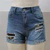 Damen-Shorts, Sommer-Loch, kurze Jeans, Leoparden-Jeans, lässig, mittlere Taille, bedruckt, Camouflage, zerrissener Patch-Denim für Damen, XXL