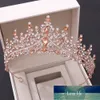 Barock Retro Rose Gold Pfirsich Kristall Braut Tiaras Krone Strass Festzug Prom Diadem Braut Stirnband Hochzeit Haarschmuck Fabrikpreis Expertendesign