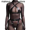 Massaggio Sexy Pelle Harness Donne Bra Body Lingerie Bondage Giarrettiera Giarretta Gamba Gamba Goth Accessori Accessori con set Sex Shop