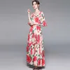 Summer Fashion Runway Boho Dres Off Épaule Spaghetti Sangle Taille élastique Floral Print Party 210531