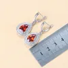 Boucles d'oreilles collier + grenat rouge ensembles de bijoux de mariée goutte d'eau forme pendentif Bracelet anneau pour femmes Costume de mariage